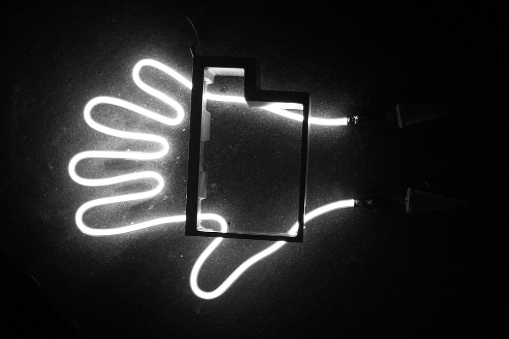 Neon light, hand sign. Free public domain CC0 image.