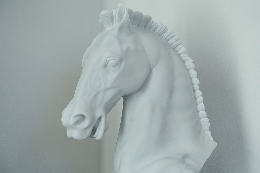 White horse head statue. Free public domain CC0 photo.