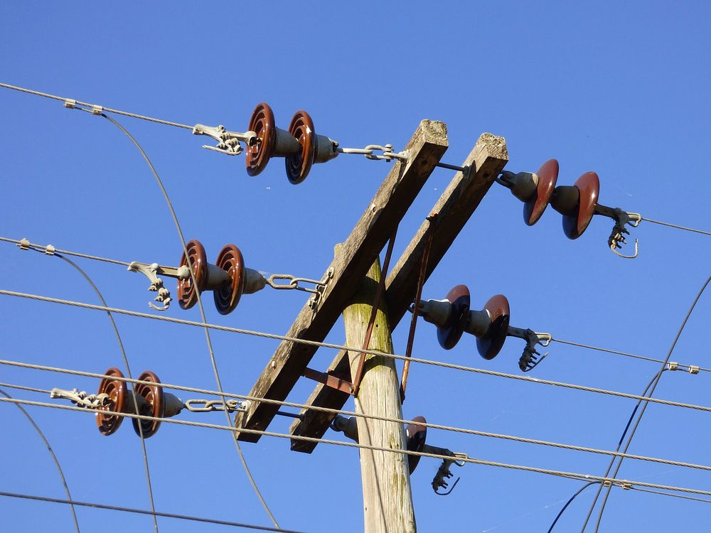 Electrical power lines in the city. Free public domain CC0 photo.