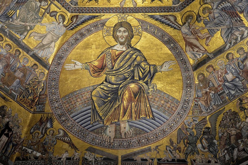 Mosaic ceiling of Florence Baptistery. Free public domain CC0 photo.