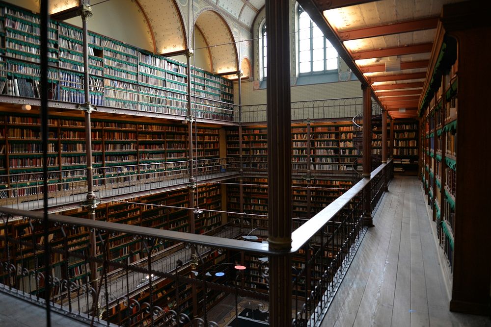 Bookshelf in library, Rijksmuseum, Netherlands. Free public domain CC0 photo