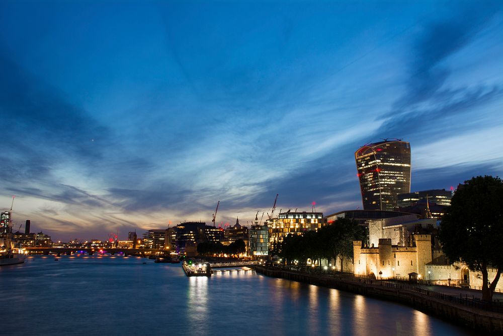 London skyline at sunset. Free public domain CC0 photo.