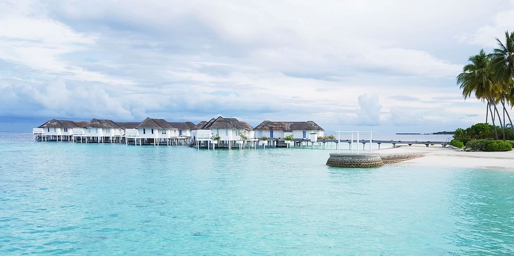 Maldives honeymoon beach side resort. Free public domain CC0 photo.
