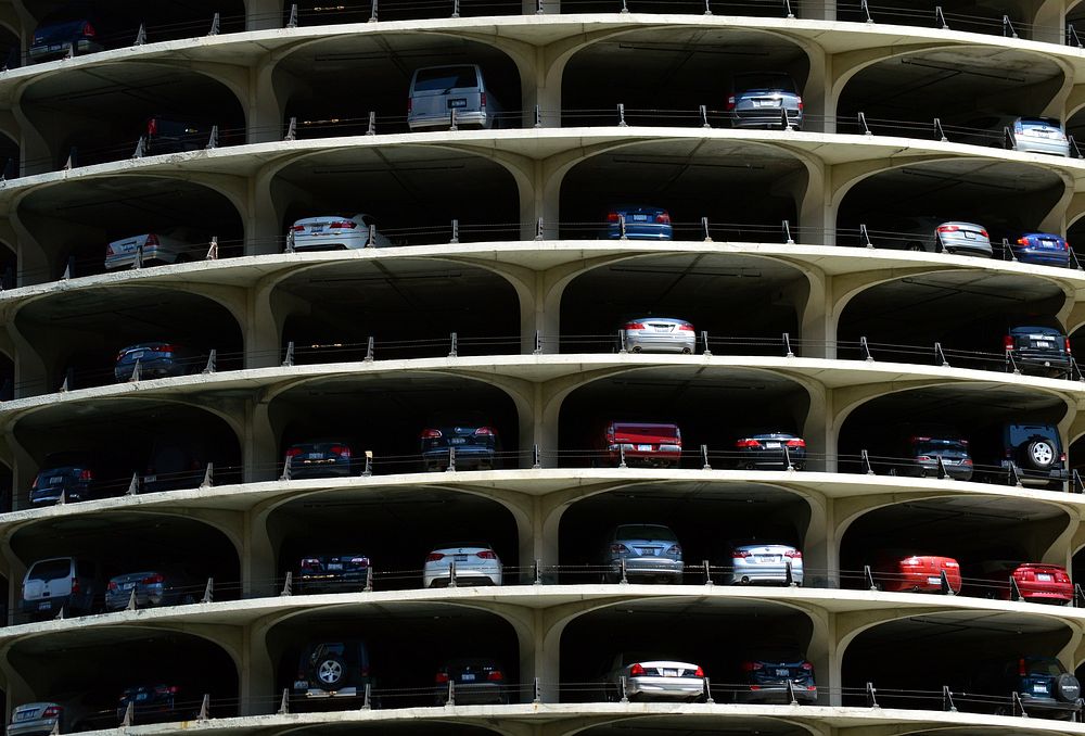 Cars parked in the parking lot. Free public domain CC0 photo.