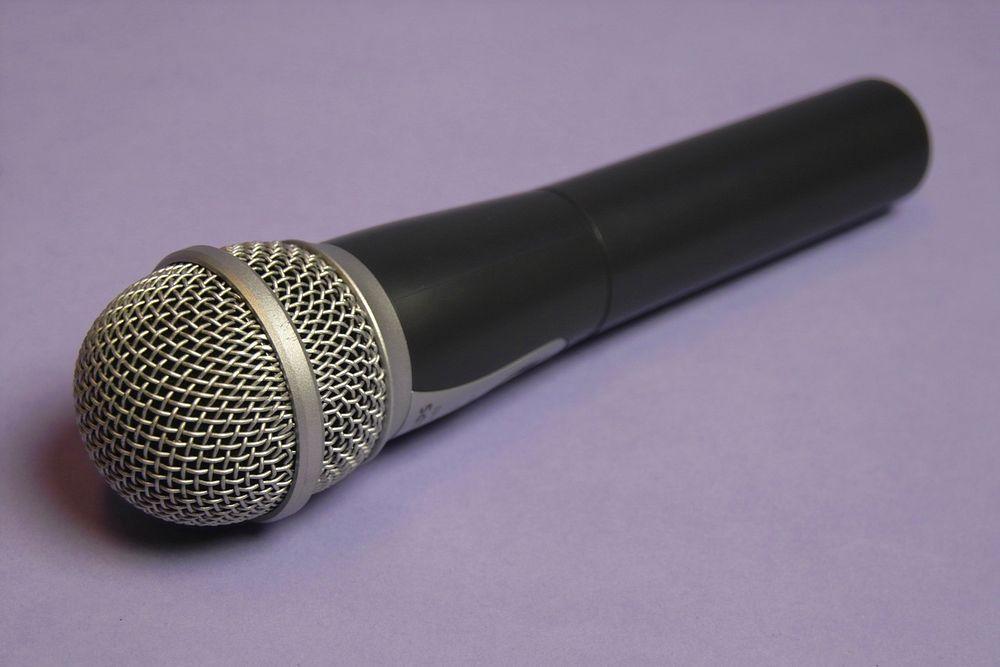 Microphone closeup, singing equipment. Free public domain CC0 image.