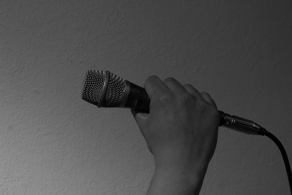 Microphone background, musical equipment. Free public domain CC0 photo.