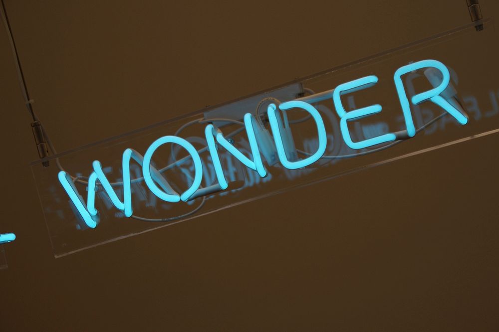 Neon light, wonder sign. Free public domain CC0 image.