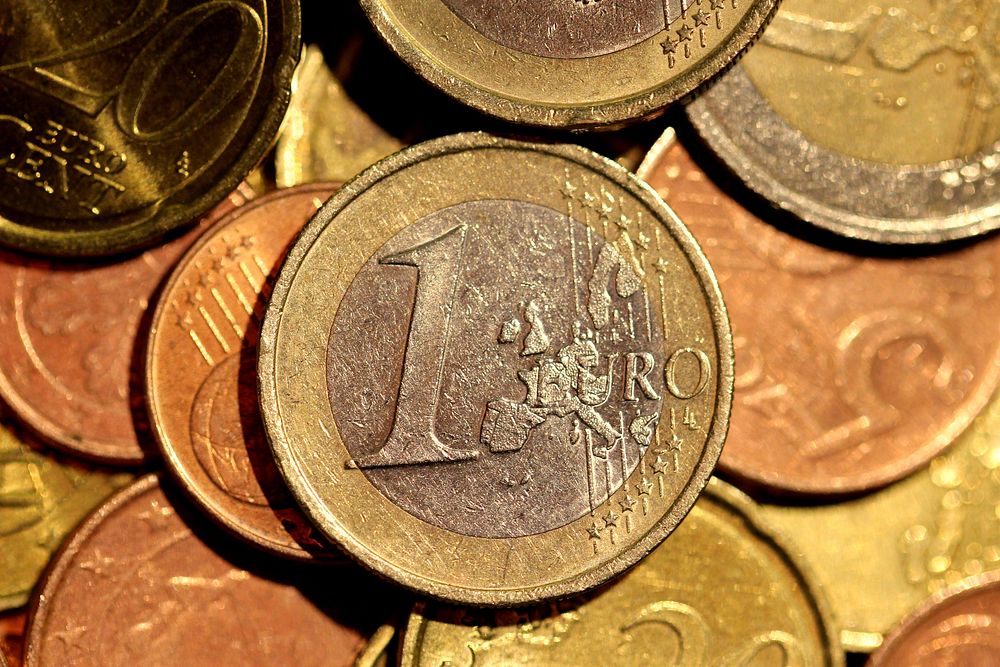 Euro coins, money & banking. Free public domain CC0 image.