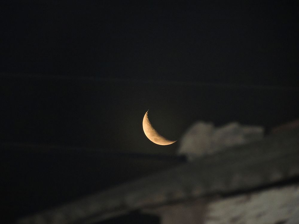 Crescent moon in the night sky. Free public domain CC0 image.