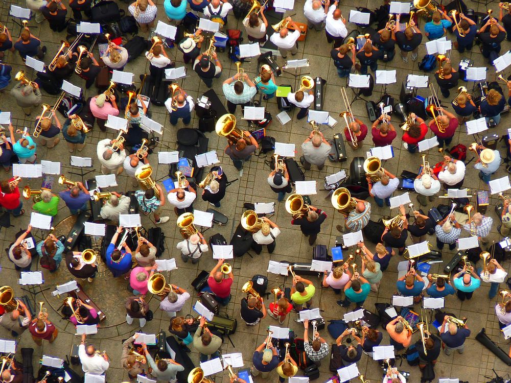 Large outdoor orchestra. Free public domain CC0 photo.