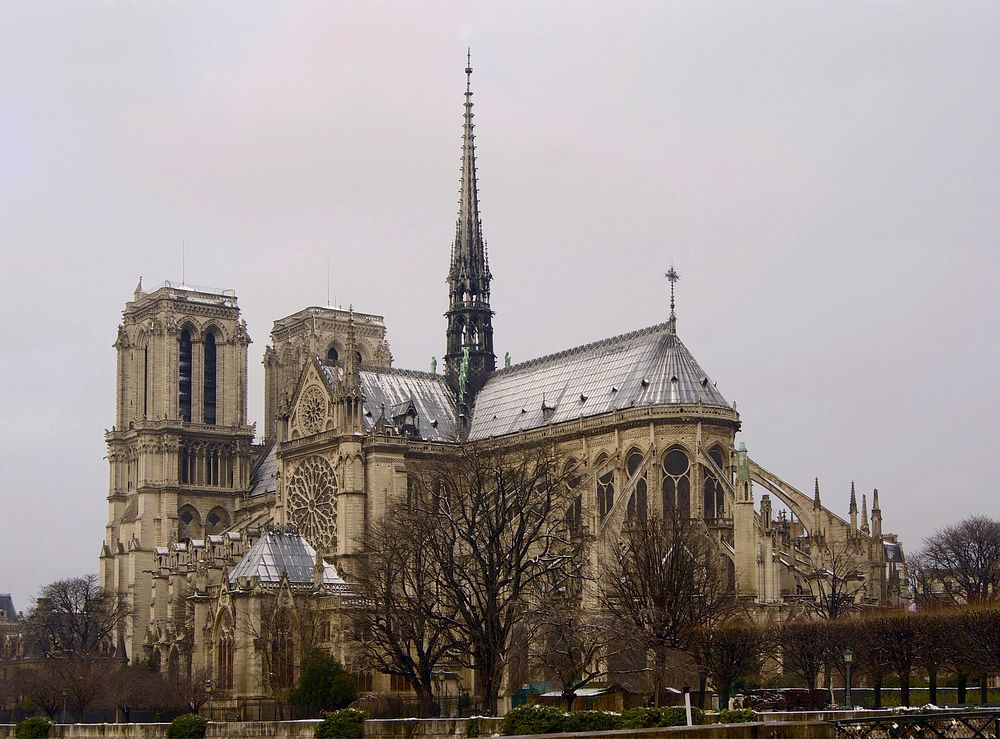 Notre Dame cathedral in France, Paris. Free public domain CC0 image.