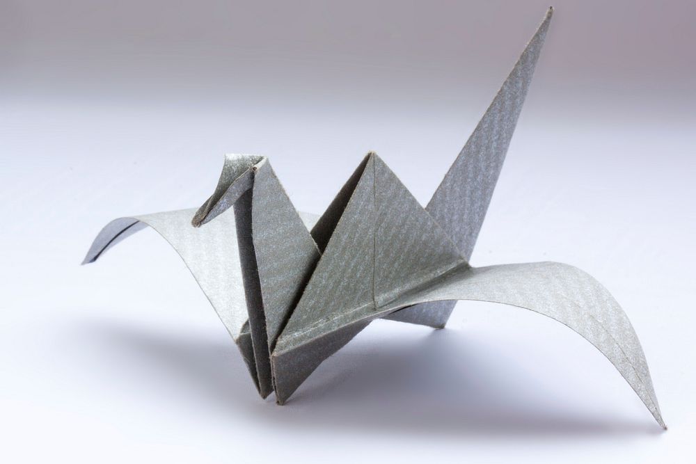 Gray bird origami. Free public domain CC0 photo.