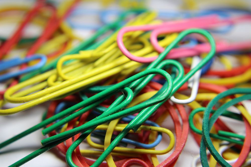 Bunch of paper clips. Free public domain CC0 photo.