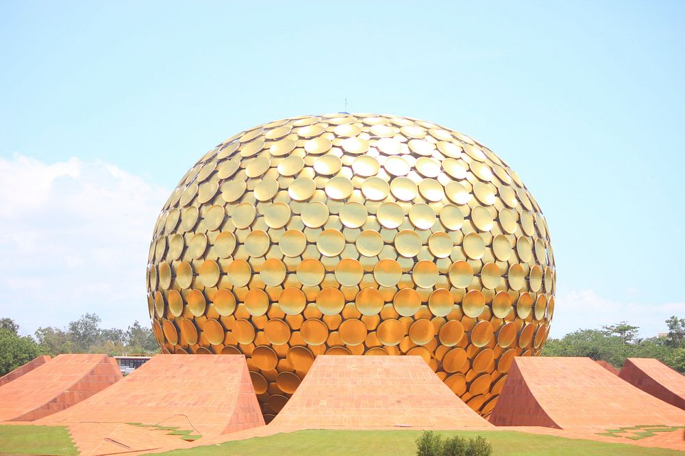 Auroville Matrimandir meditation center. Free public domain CC0 image.