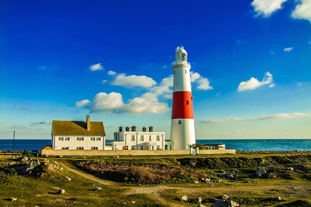 Lighthouse landscape scenery. Free public domain CC0 image.