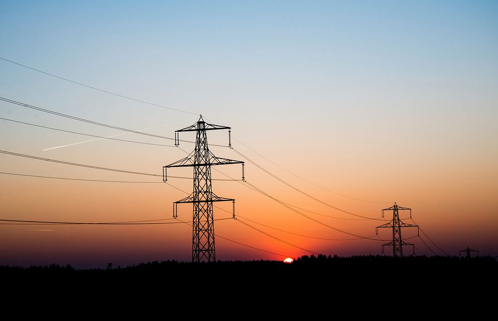 Pylon with transmission power lines. Free public domain CC0 photo.