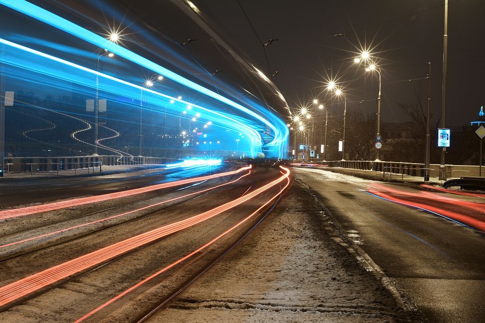 Highway at night photo. Free public domain CC0 image.