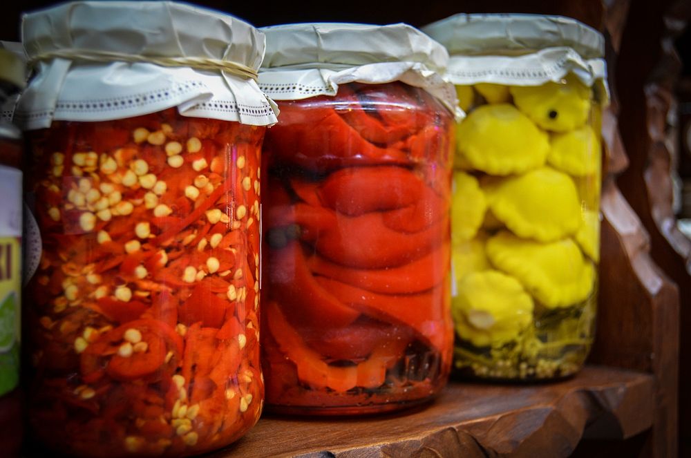 Fermented food and fruit jar. Free public domain CC0 image.