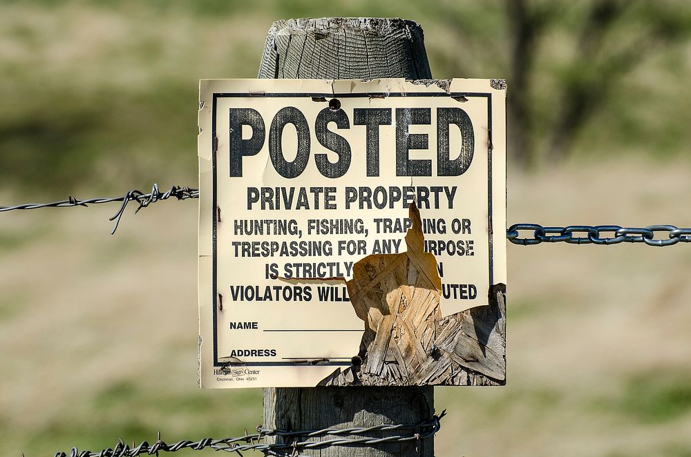 Fishing prohibition warning poster. Free public domain CC0 photo.