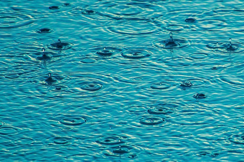 Rain drop on water pond. Free public domain CC0 image.