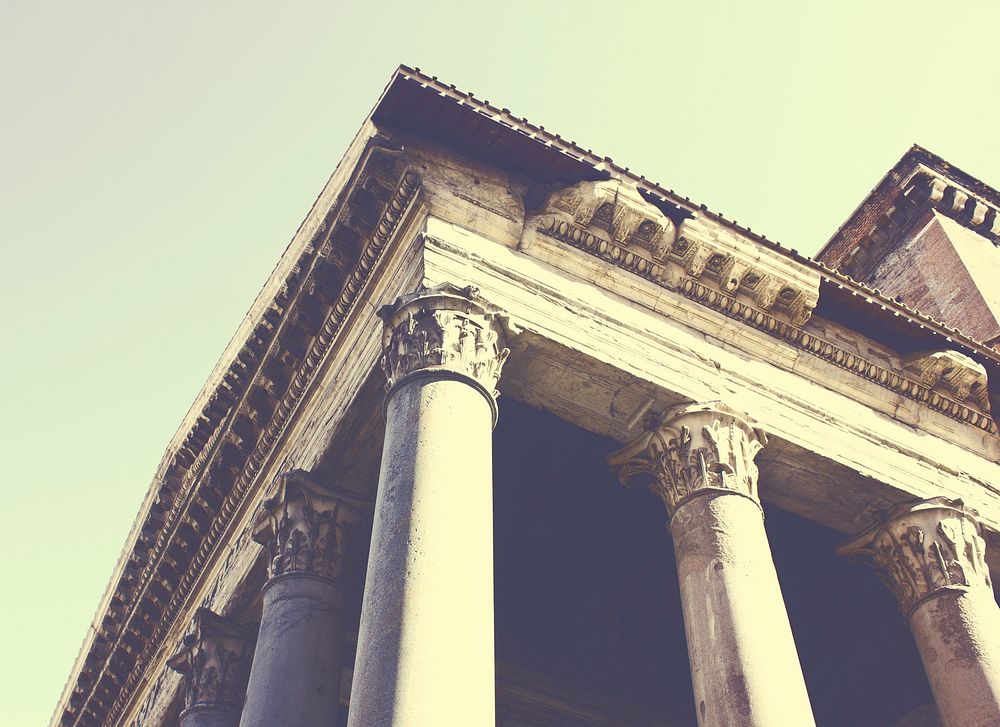 Ancient temple architecture with columns, Rome, Italy. Free public domain CC0 image.