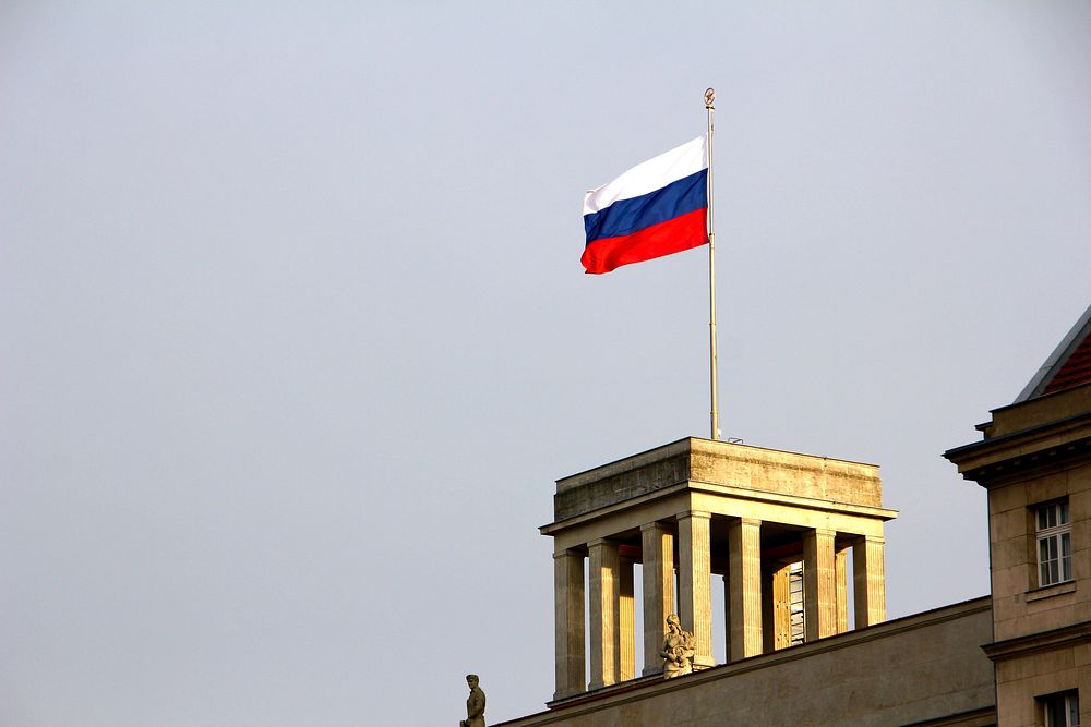 Russian Embassy Berlin flag. Free public domain CC0 image.