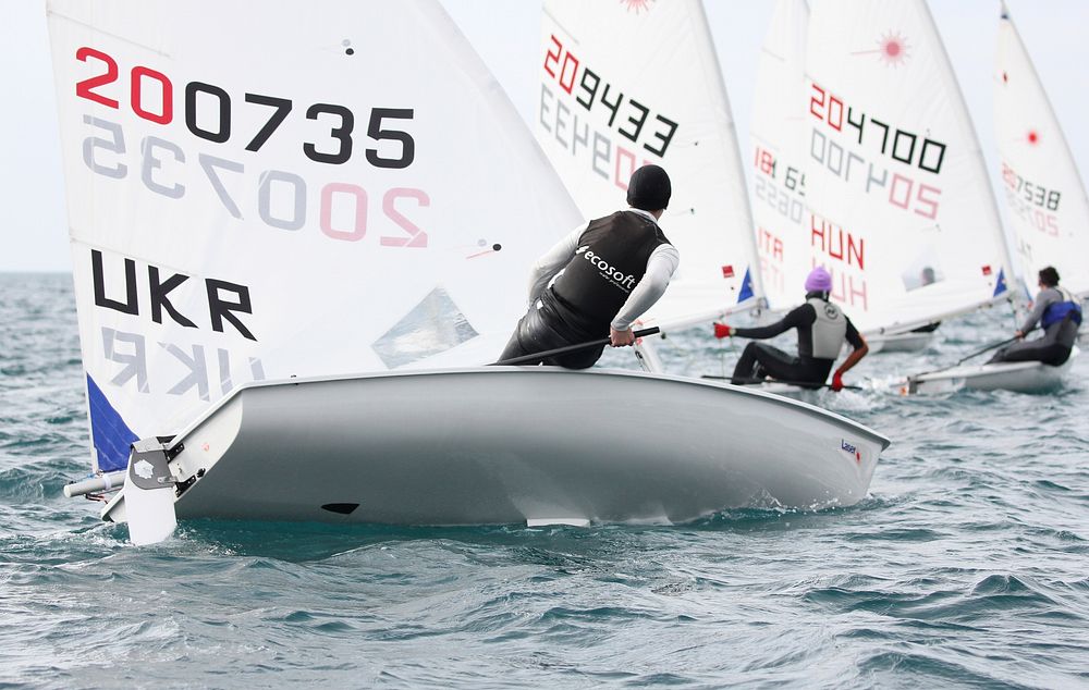 Laser class sailboat regatta. Free public domain CC0 photo.