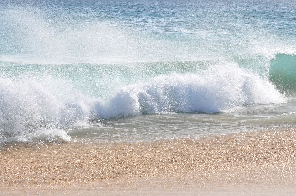 Peaceful crashing beach waves. Free public domain CC0 image.