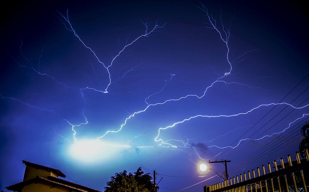 Lightning at night. Free public domain CC0 photo
