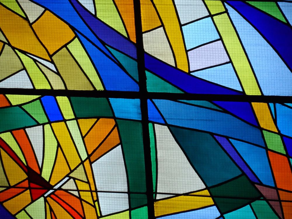 Historial glass painting in church, Free public domain CC0 photo.