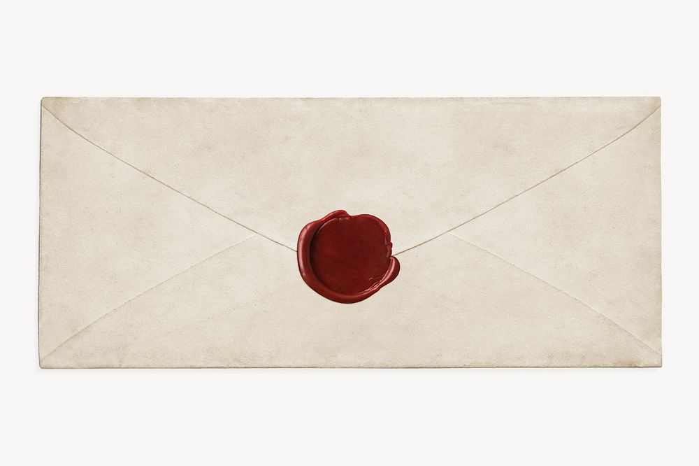 Vintage blank envelope with red wax seal psd 
