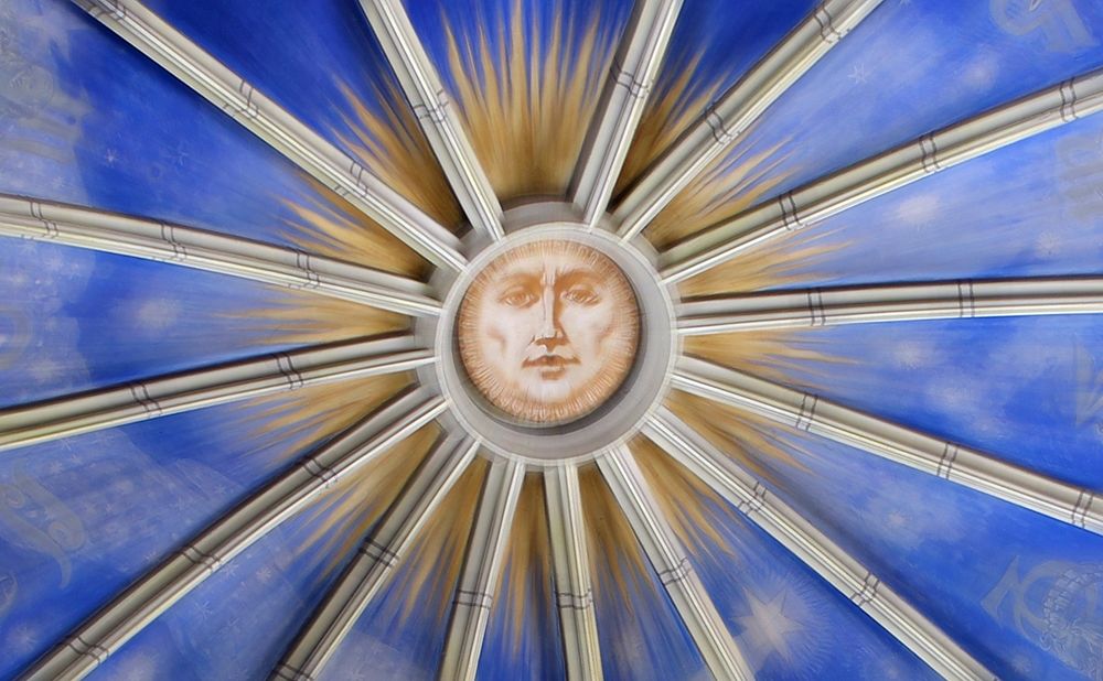 Sun ceiling murals. Free public domain CC0 photo.