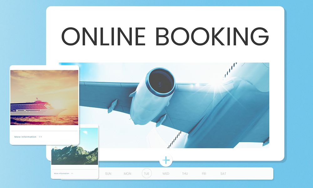 Illustration of air ticket booking for travel destination