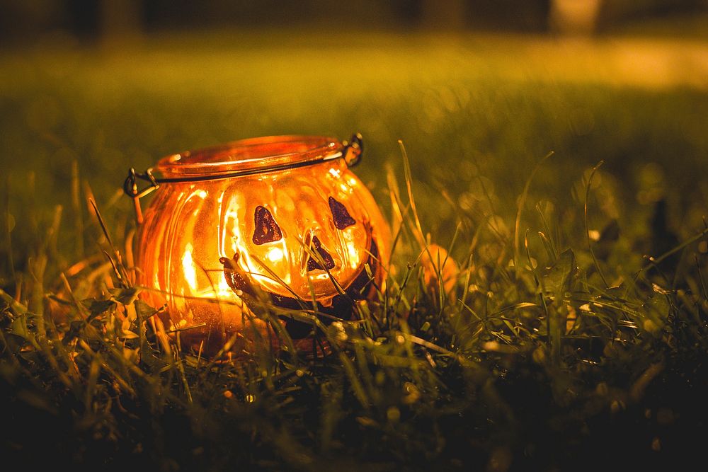 Free Halloween candle light at night photo, public domain CC0 image.