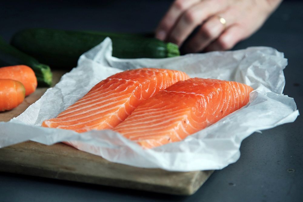 Free raw salmon fish fillets image, public domain food CC0 photo.
