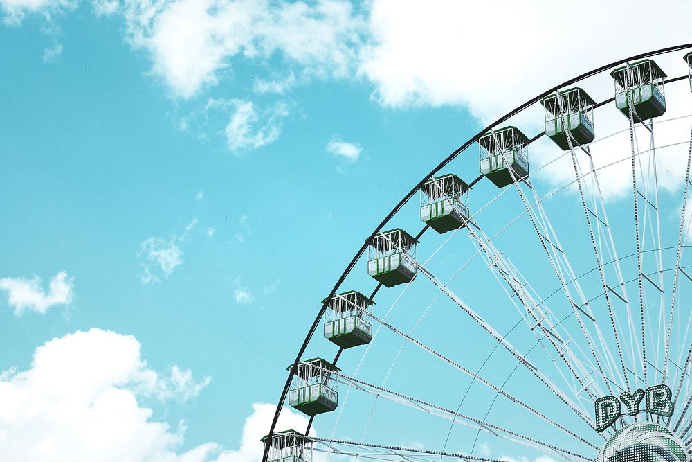 Ferris Wheel & Blue Sky, free public domain CC0 image.