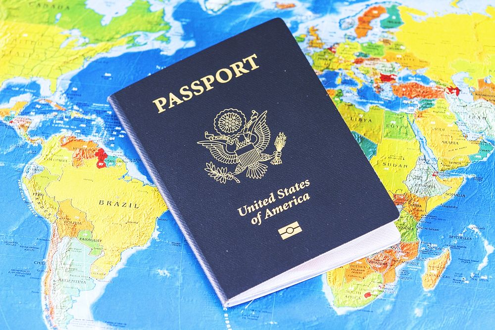 Passport on Map. Free public domain CC0 image.