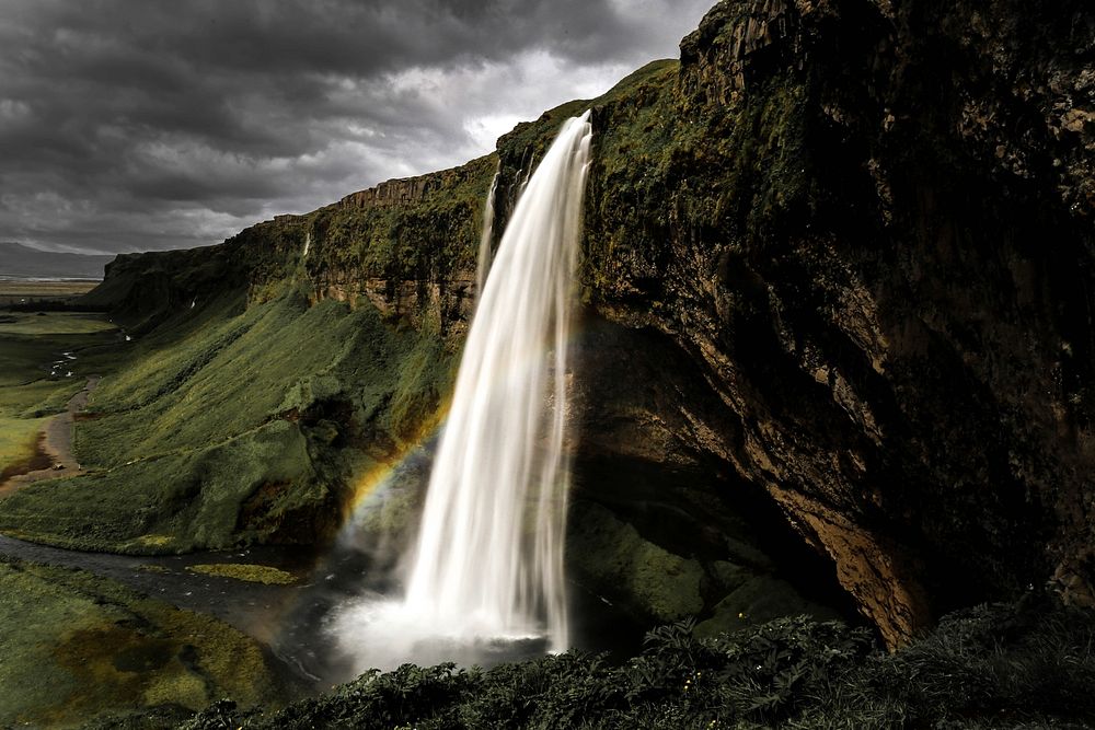 Free waterfall, nature background, public domain CC0 photo.
