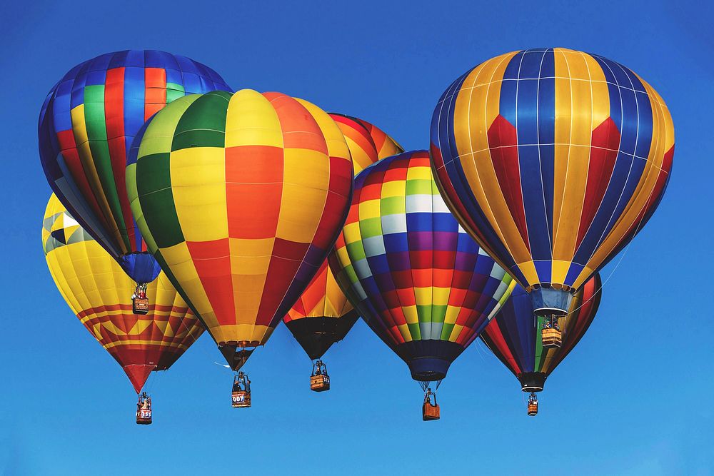 Free colorful hot air balloon image, public domain travel CC0 photo.