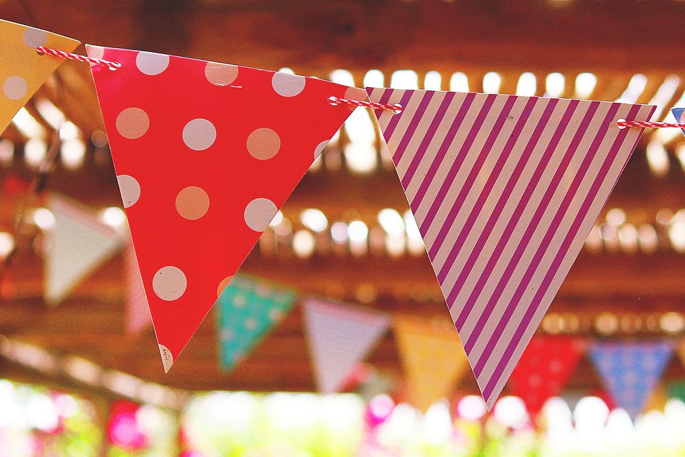 Birthday Party Flags, free public domain CC0 image.