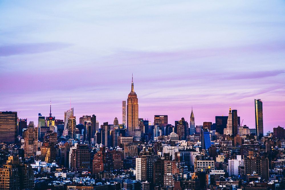 Free New York City at sunset image, public domain urban CC0 photo.