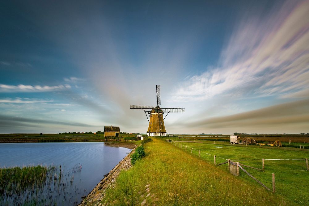 Free windmill, farm image, public domain farm CC0 photo.