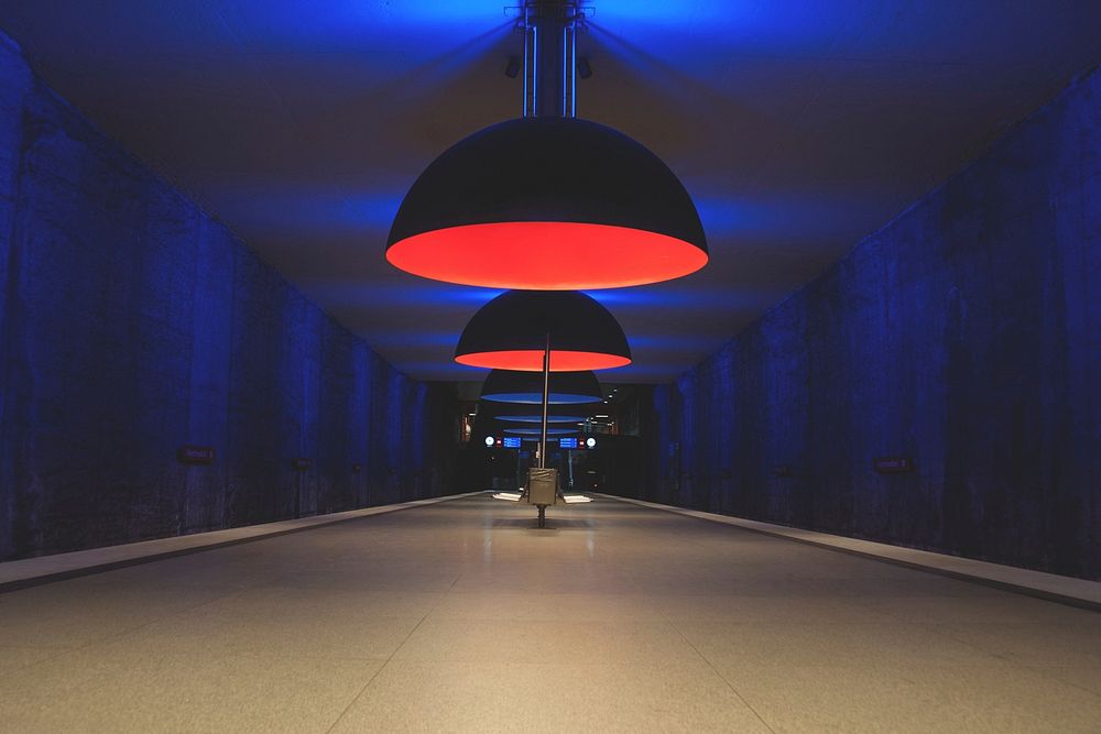 Free lamp at Munich metro image, public domain design CC0 photo.