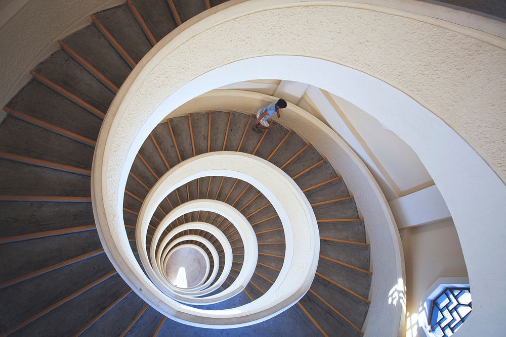 Free spiral staircase image, public domain architecture CC0 photo.