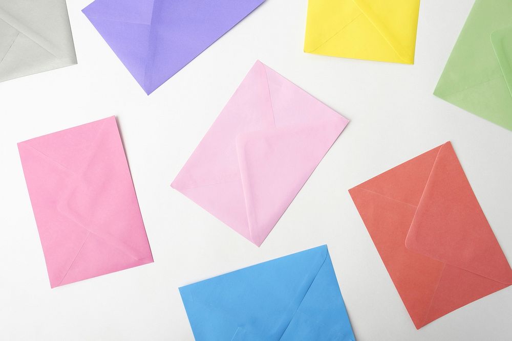 Pastel envelopes background, free public domain CC0 image.