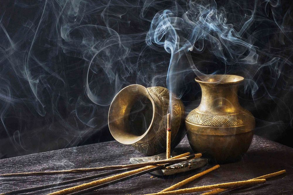 Free burning incense stick image, public domain culture CC0 photo.