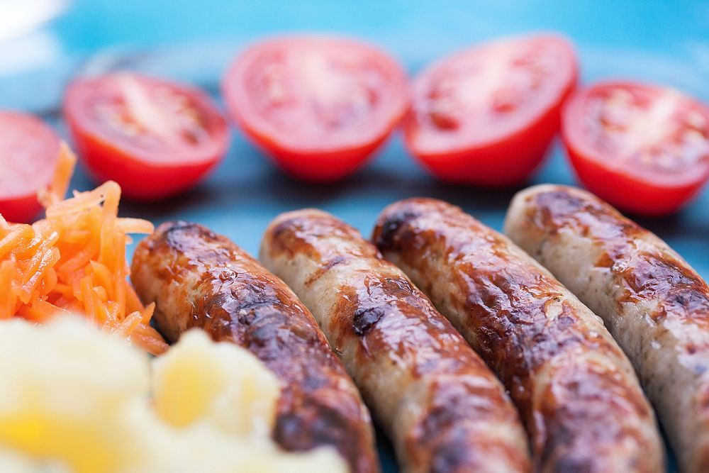 Free grilled bbq sausage image, public domain food CC0 photo.