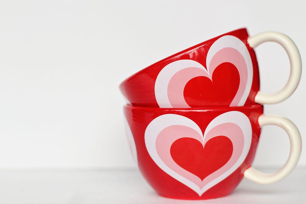 Free valentine's background image, public domain coffee cups CC0 photo.