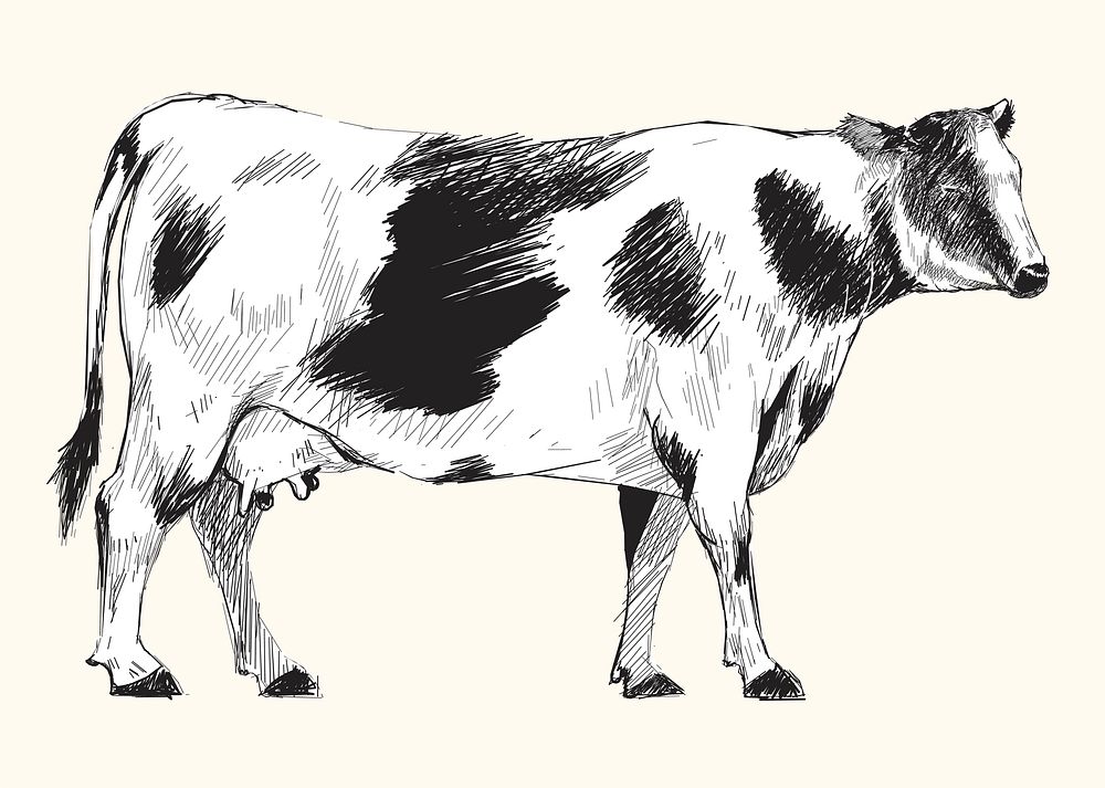 Illustration drawing style of cow