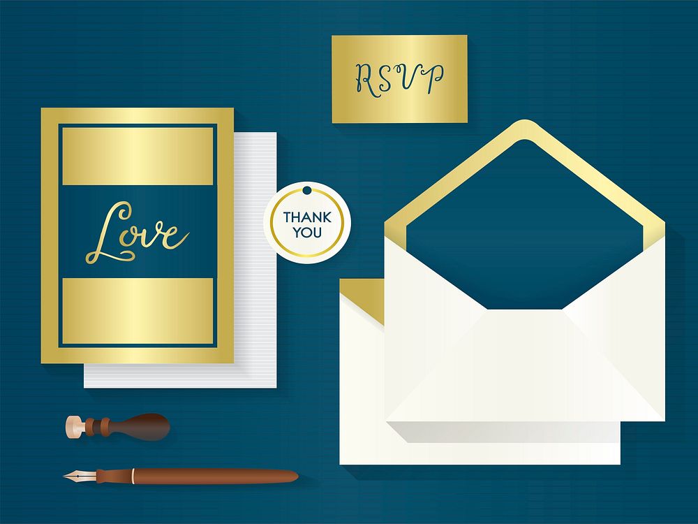 Invitation cards and envelopes set illustration